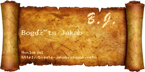 Bogáts Jakab névjegykártya